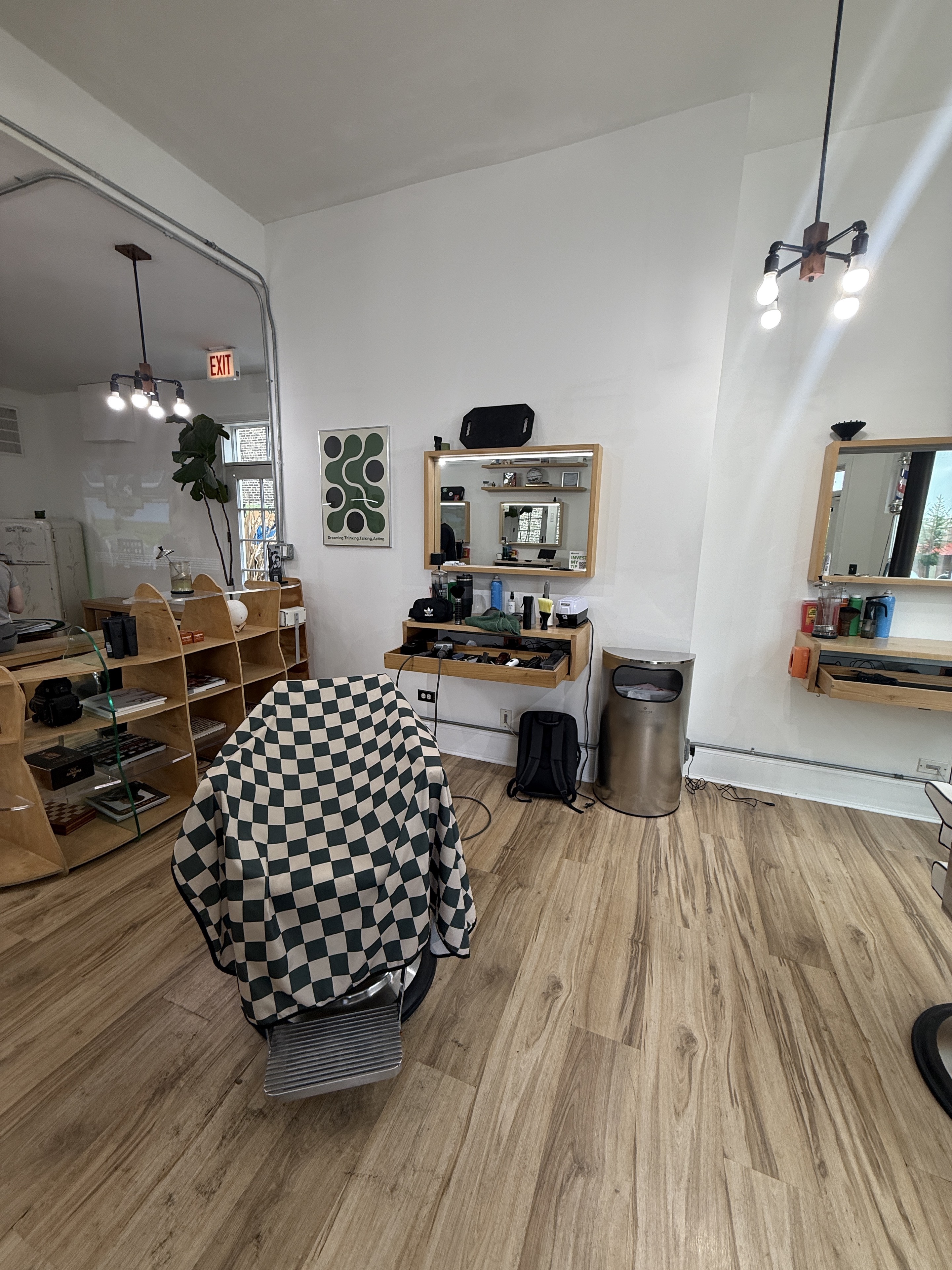 Daniel's barber station and chair inside the studio.